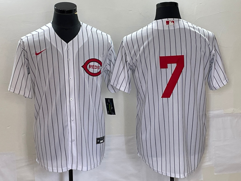 Men's Cincinnati Reds #7 Spencer Steer White Field of Dreams Stitched Baseball Jersey Men's Cincinnati Reds #7 Spencer Steer White Field of Dreams Stitched Baseball Jersey